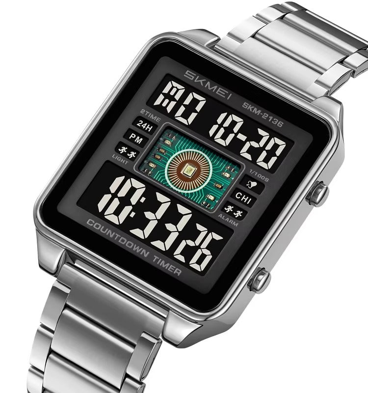 SKMEI 2136 Multi-Display Digital Chronograph Sports Watch - Silver/Black