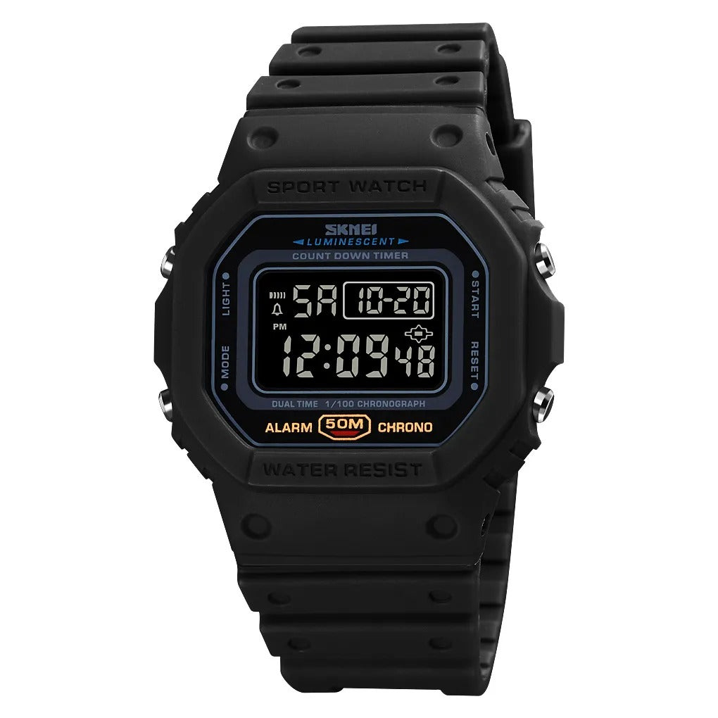 SKMEI 1628 Classic Digital Sports Watch - Black/Black