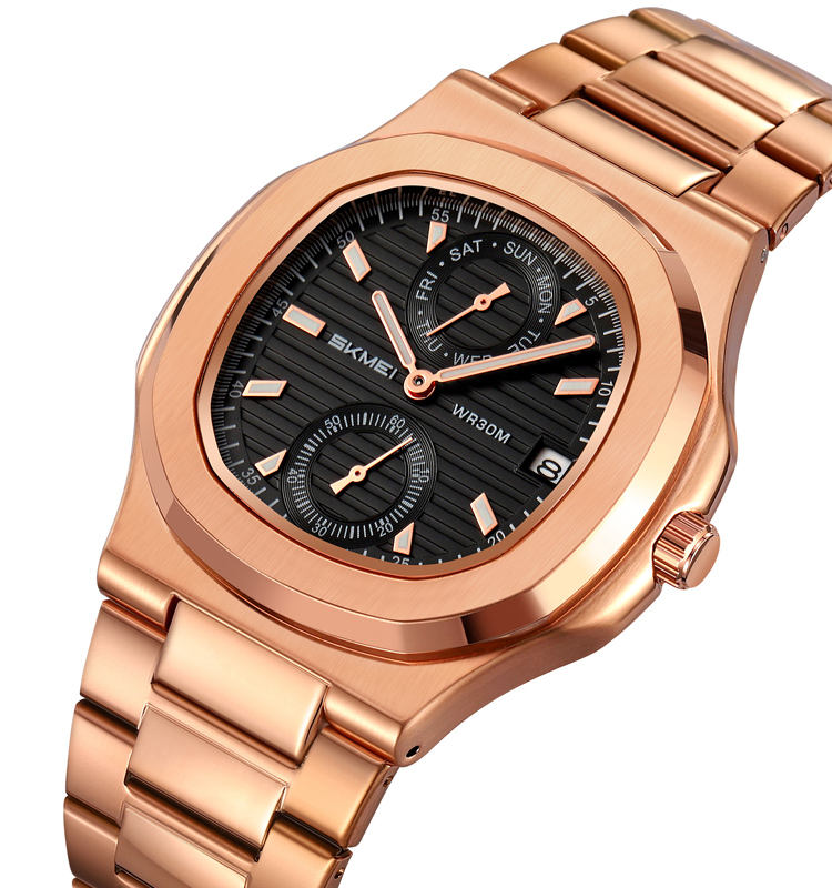 SKMEI 2423 Elegant Classic Multifunction Dial Watch - RoseGold
