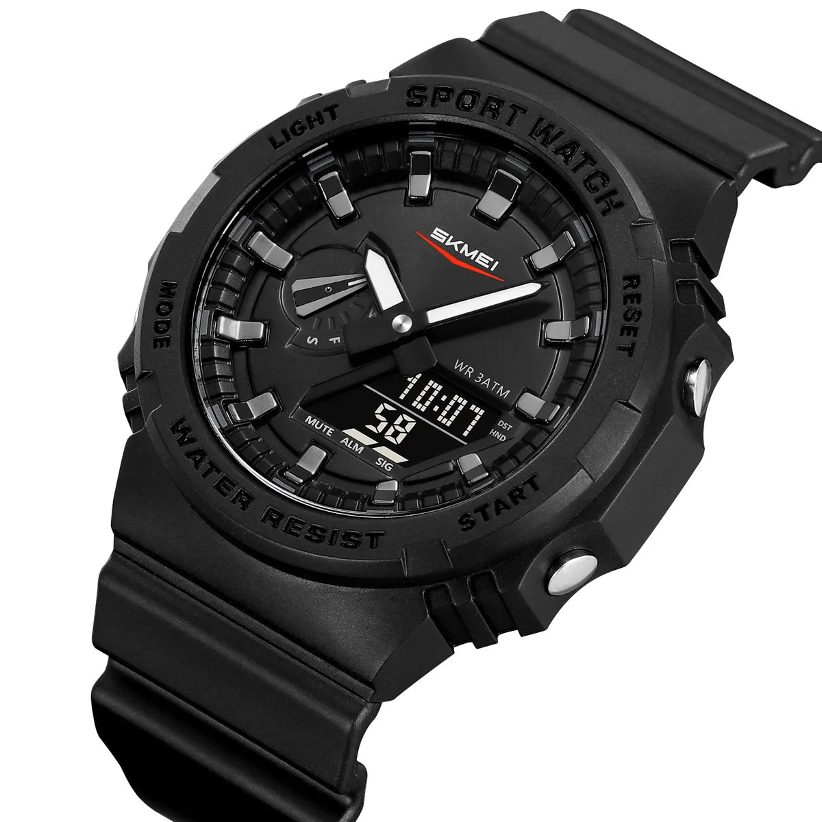 SKMEI 2351 Analog Digital Sports Watch - Black/Black