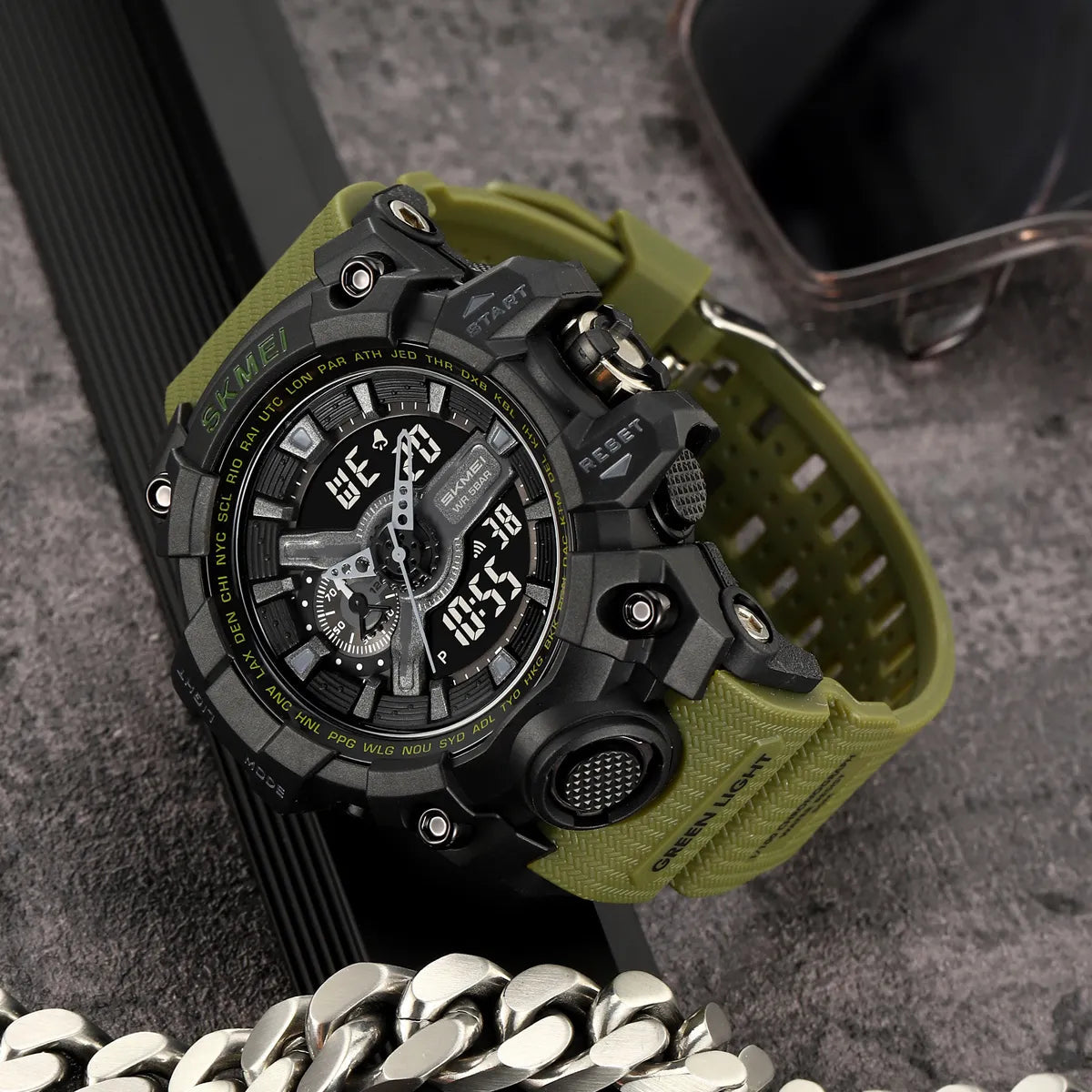 SKMEI 2396 Analog Digital Sports Watch - ArmyGreen