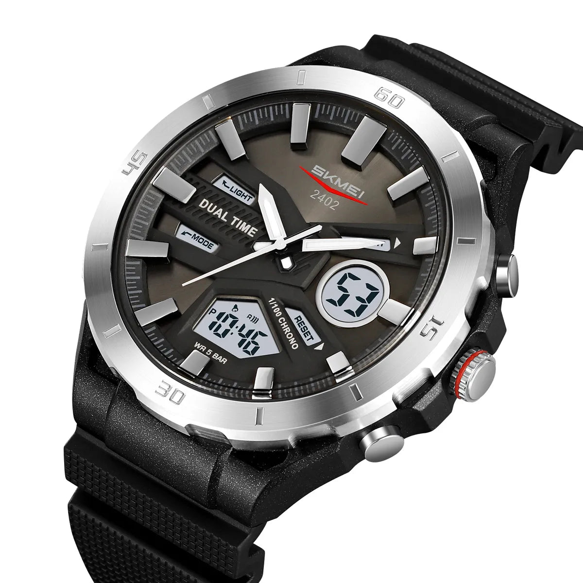 SKMEI 2402 Analog Digital Sports Watch - Silver/White