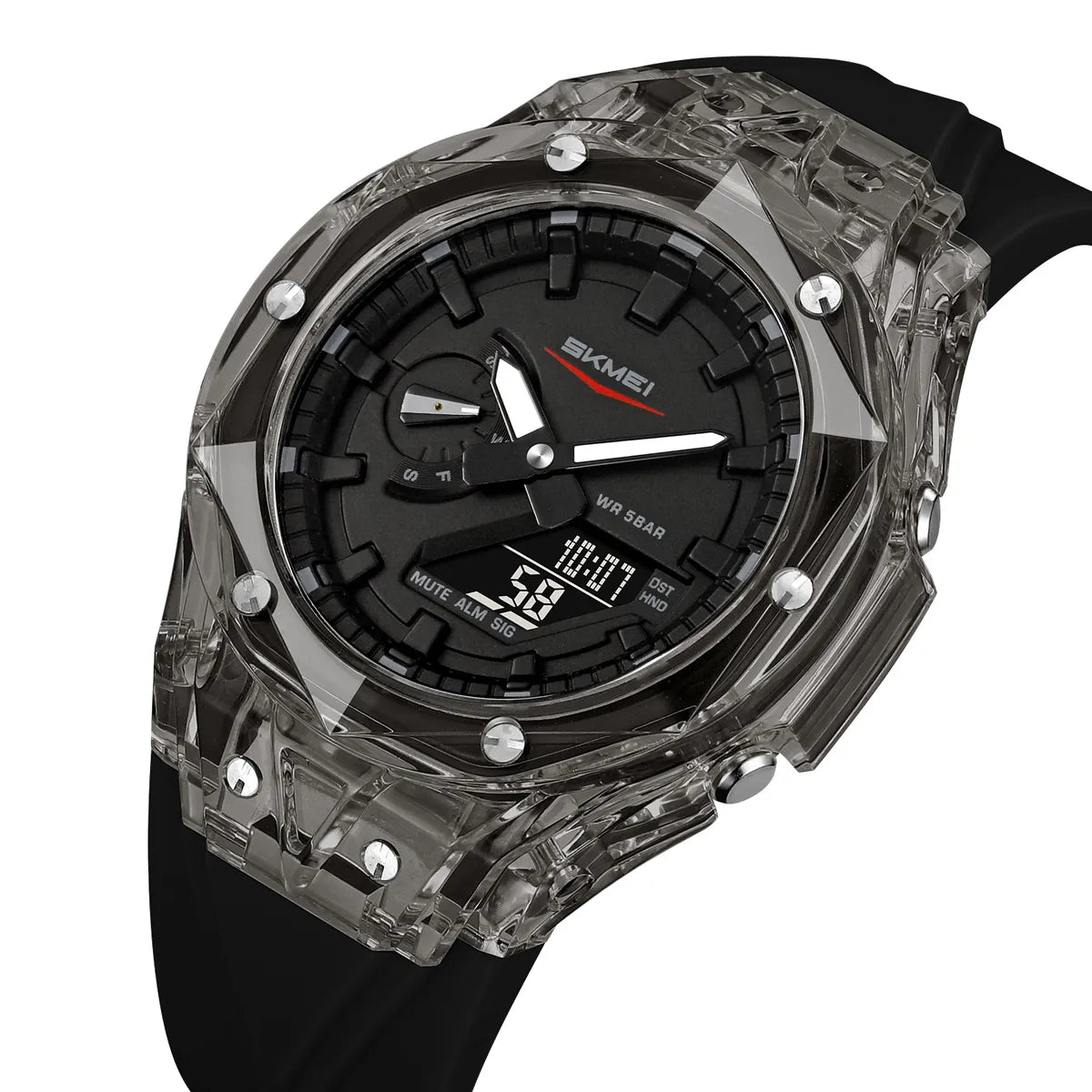 SKMEI 2411 Waterproof 50m & 50+ Timezone Watch - Black/Black