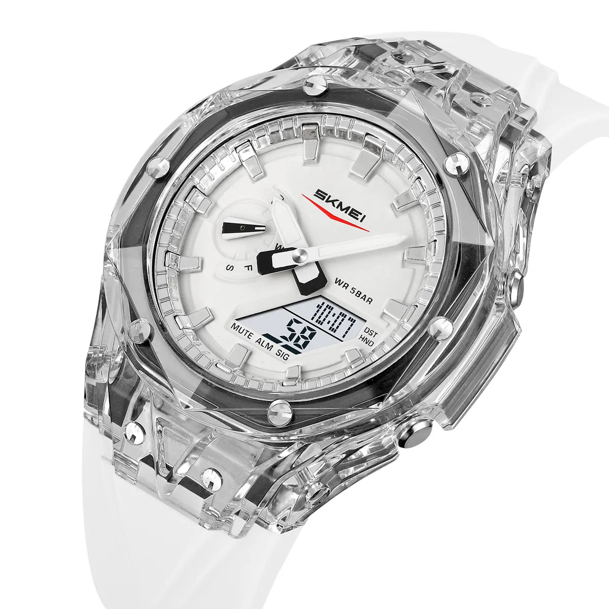 SKMEI 2411 Waterproof 50m & 50+ Timezone Watch - White