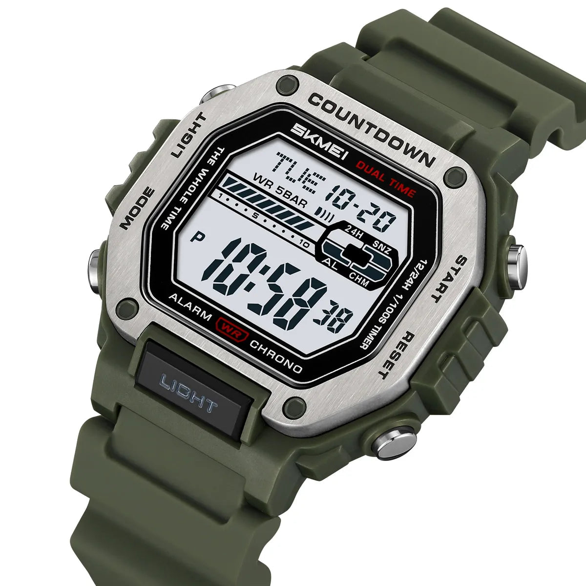 SKMEI 2522 Digital Dual Time Sports Watch - ArmyGreen