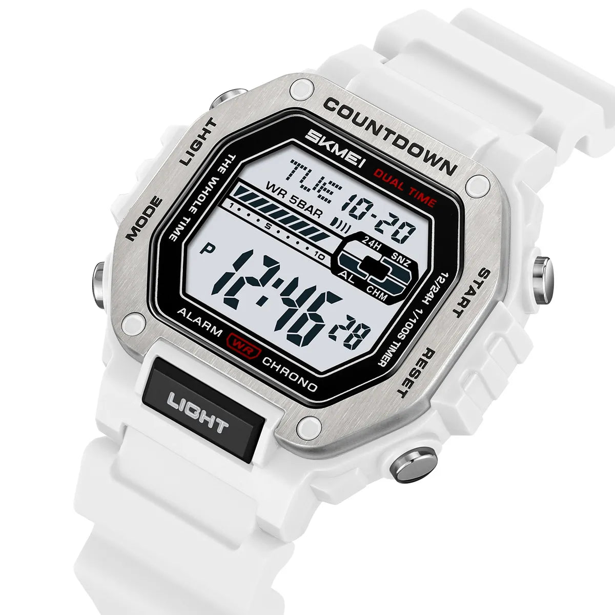 SKMEI 2522 Digital Dual Time Sports Watch - White