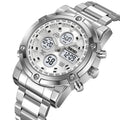 SKMEI 2556 Dual Time Analog Digital Stainless Steel Watch - Silver/white