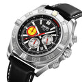 SKMEI 9322 Bold Chronograph Leather Watch - Silver/Black