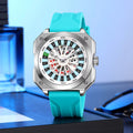 SKMEI 9379 Rotating Poker Dial Silicone Wrist Watch - silver/blue