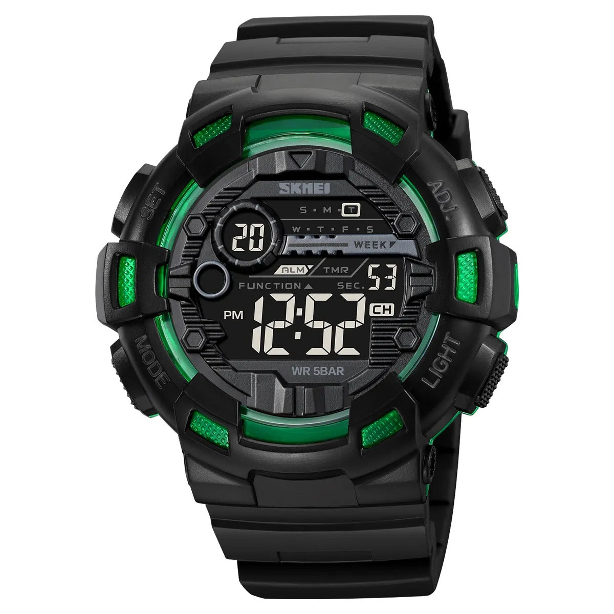 SKMEI 2110 Advanced Digital Functions Watch - Black/green transparent
