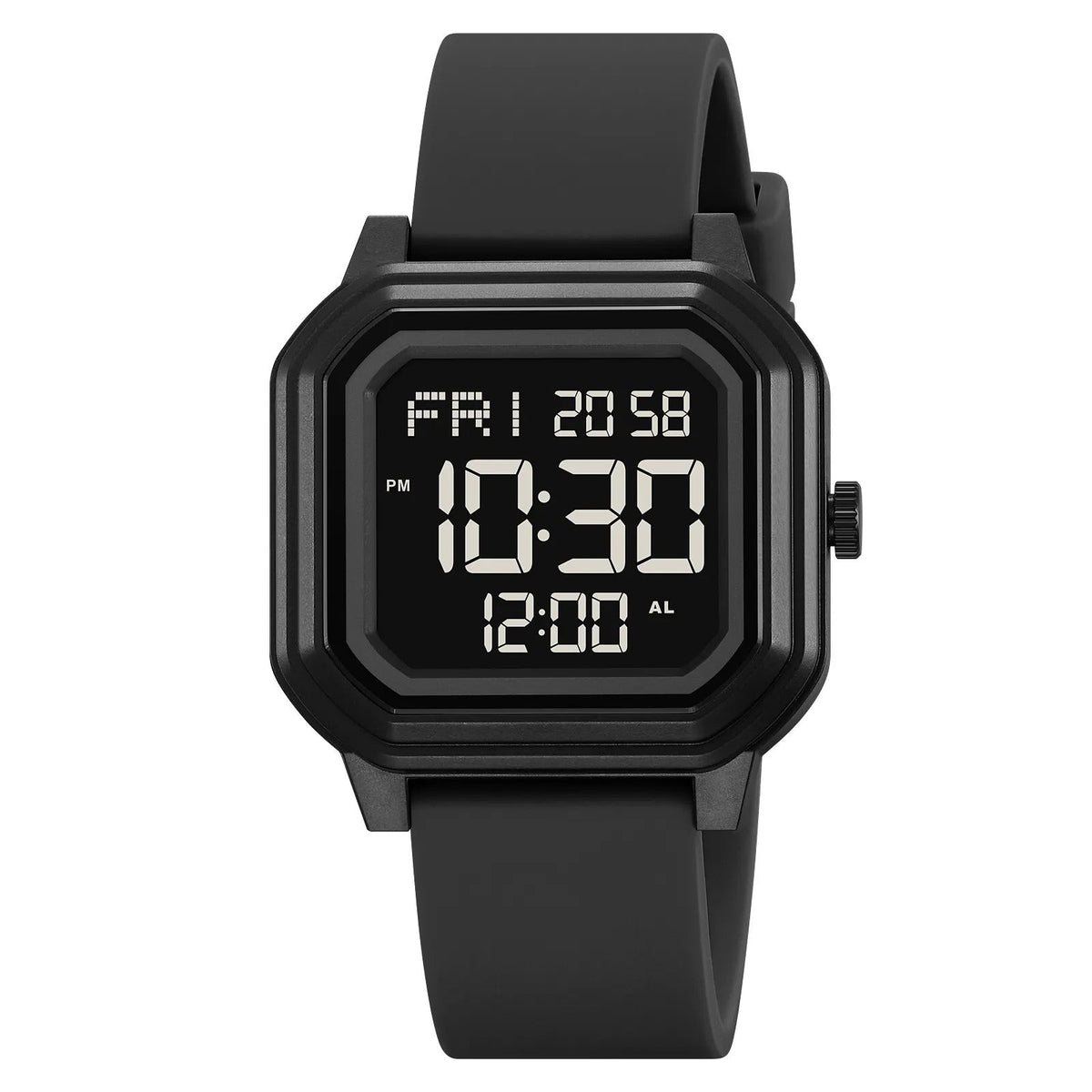 SKMEI 2558 Minimal Square Digital Watch - Black/Black