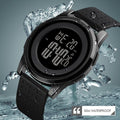 SKMEI 1502 Digital Thin Dial Waterproof Wrist Watch - Black/Black