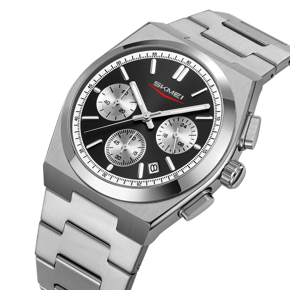 SKMEI 9371 Premium Quartz Chronograph Watch - silver/black