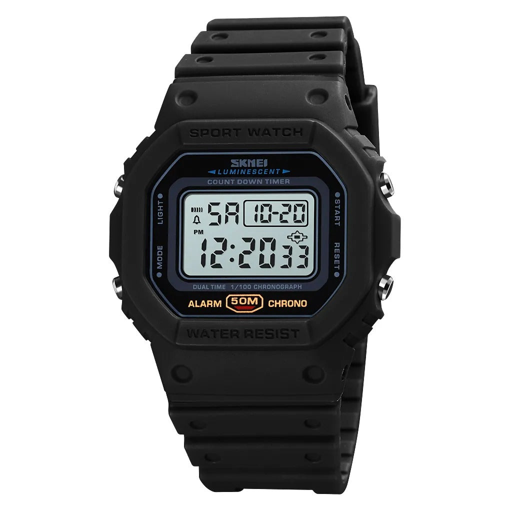 SKMEI 1628 Classic Digital Sports Watch - Black/White