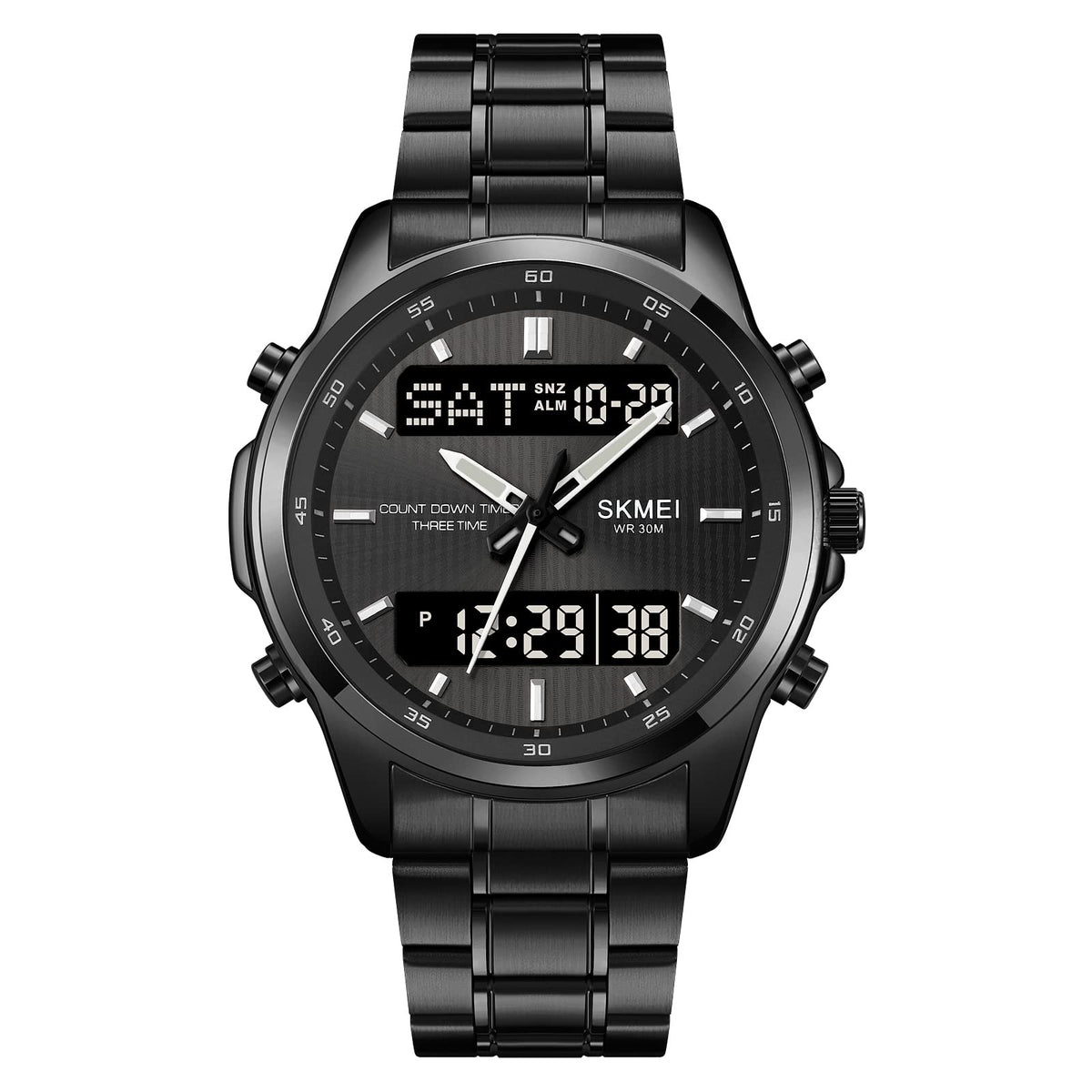 SKMEI 2049 Multifunctional Waterproof Watch - Black/Black
