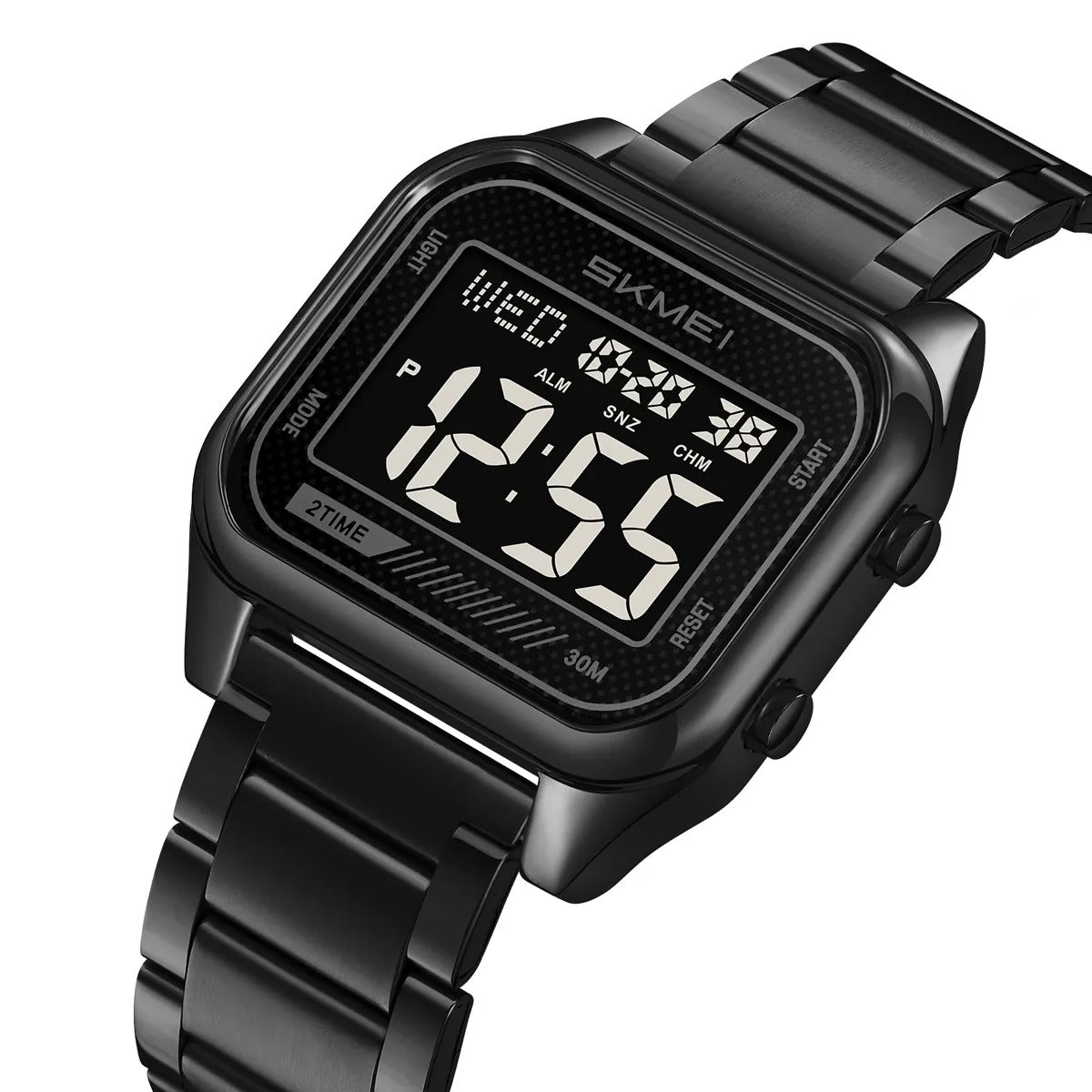 SKMEI 2478 Digital Sports Stainless Steel Watch – Black/Black