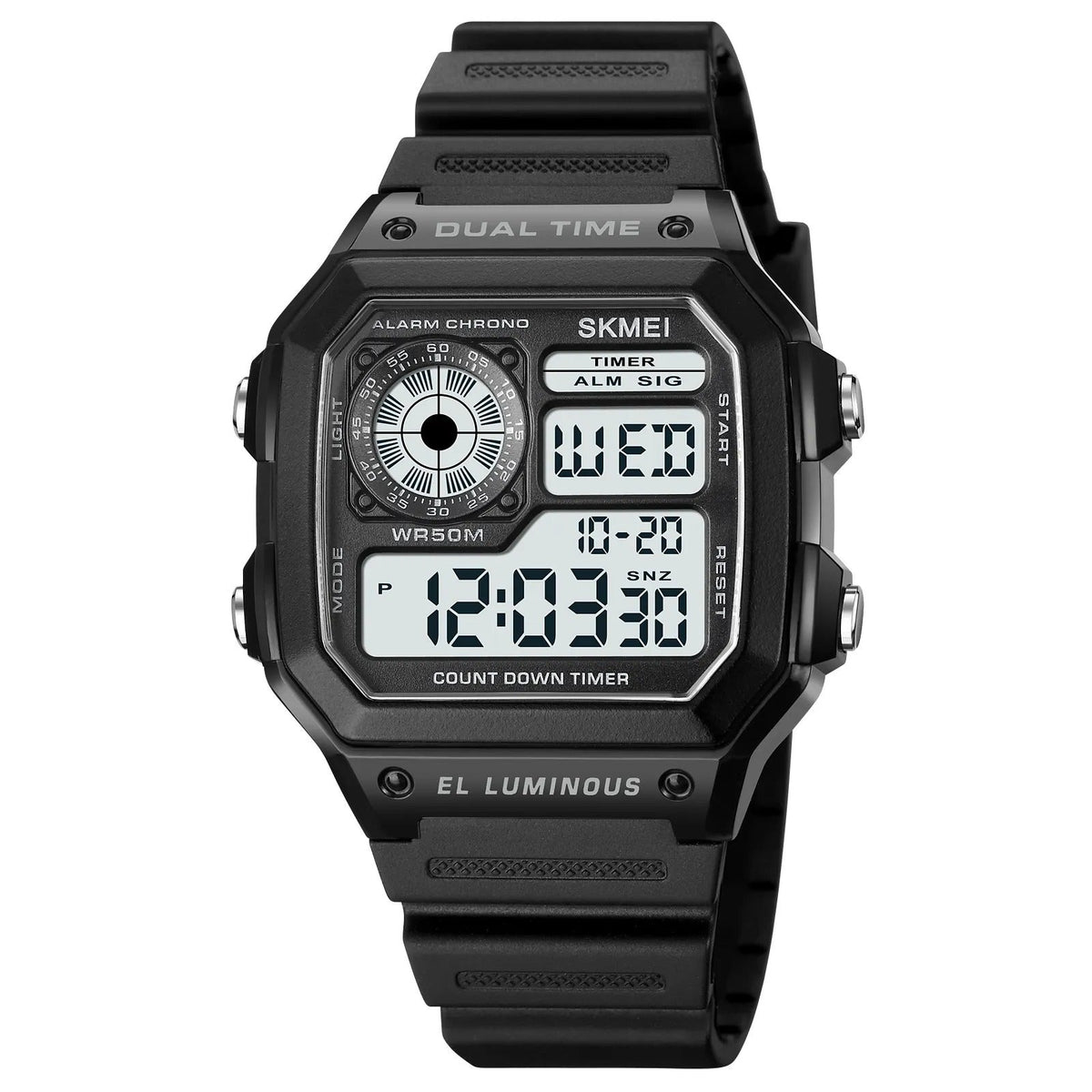 SKMEI 1998 Digital Sports 50M Waterproof Watch - Black
