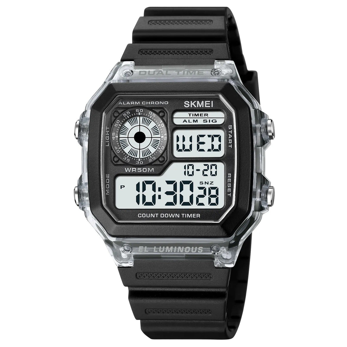 SKMEI 1998 Digital Sports 50M Waterproof Watch - White