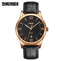SKMEI 9261 Classic Quartz Leather Watch - Black/Black