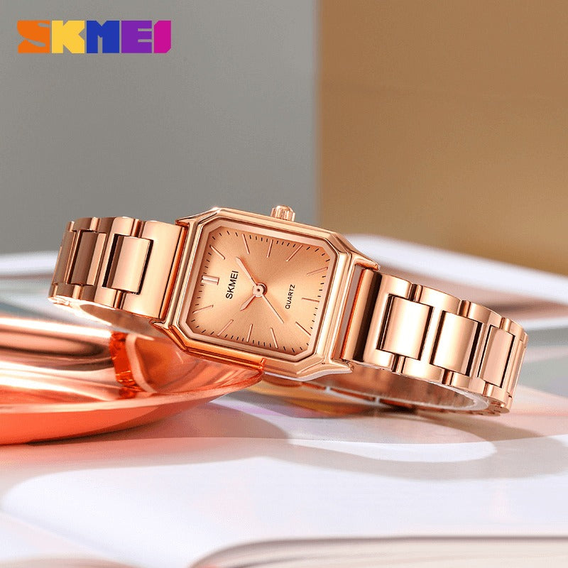 SKMEI 2237 Women Elegant Slim Square Watch - rose gold