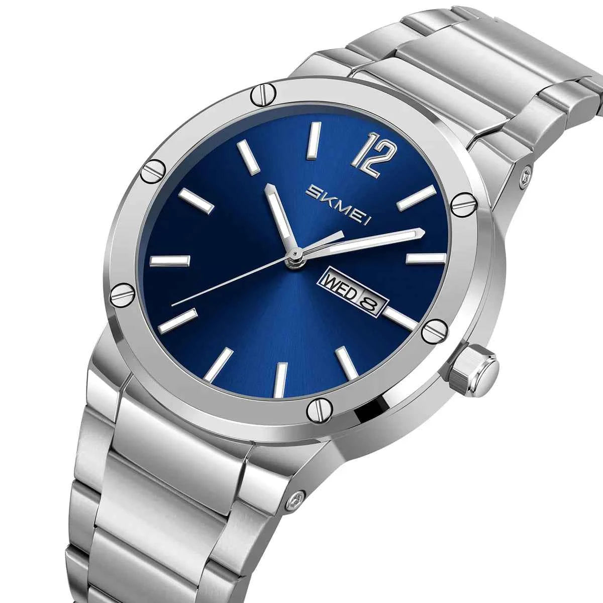 SKMEI 9400 Luxury Stainless Steel Watch - Silver/Blue