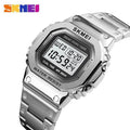 SKMEI 1456 Digital Dual Time Stainless Steel Watch - Silver