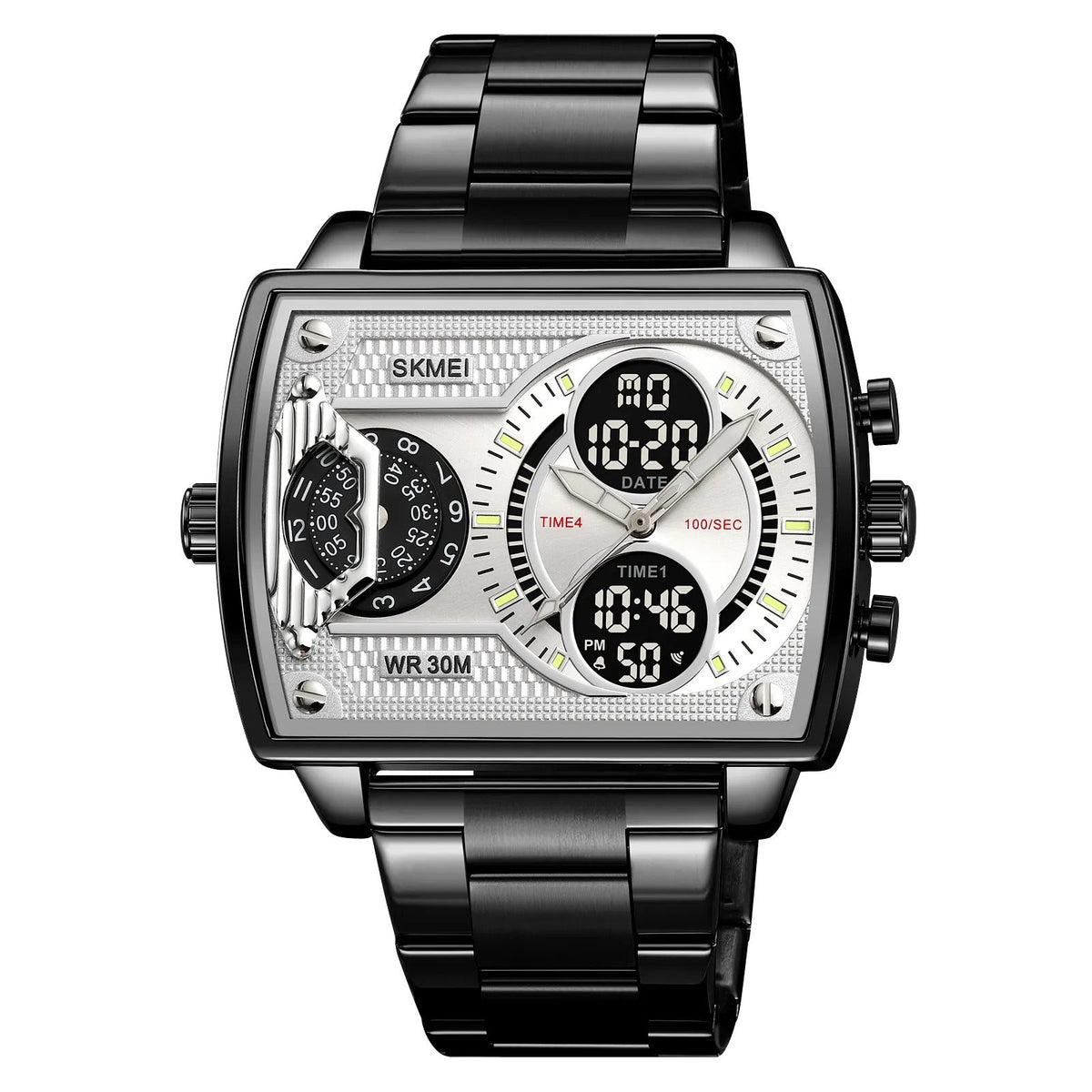 SKMEI 2229 Multi-Zone Analog Digital Sports Watch - black/silver-steel