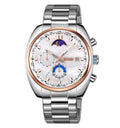 SKMEI 9325 Quartz Luxury Moon Phase Chrono Watch - RoseGold/White