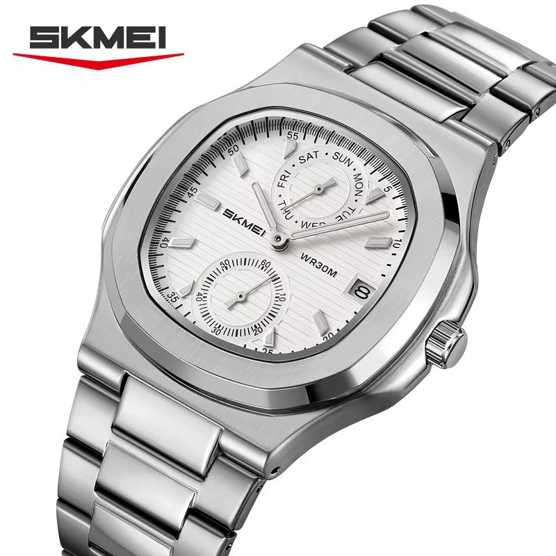 SKMEI 2423 Elegant Classic Multifunction Dial Watch - Silver/Silver