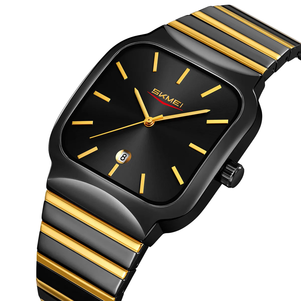SKMEI 9361 Classic Minimal Square Watch -Black/Gold-Black
