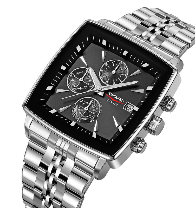 SKMEI 2434 Premium Square Chronograph Watch - silver