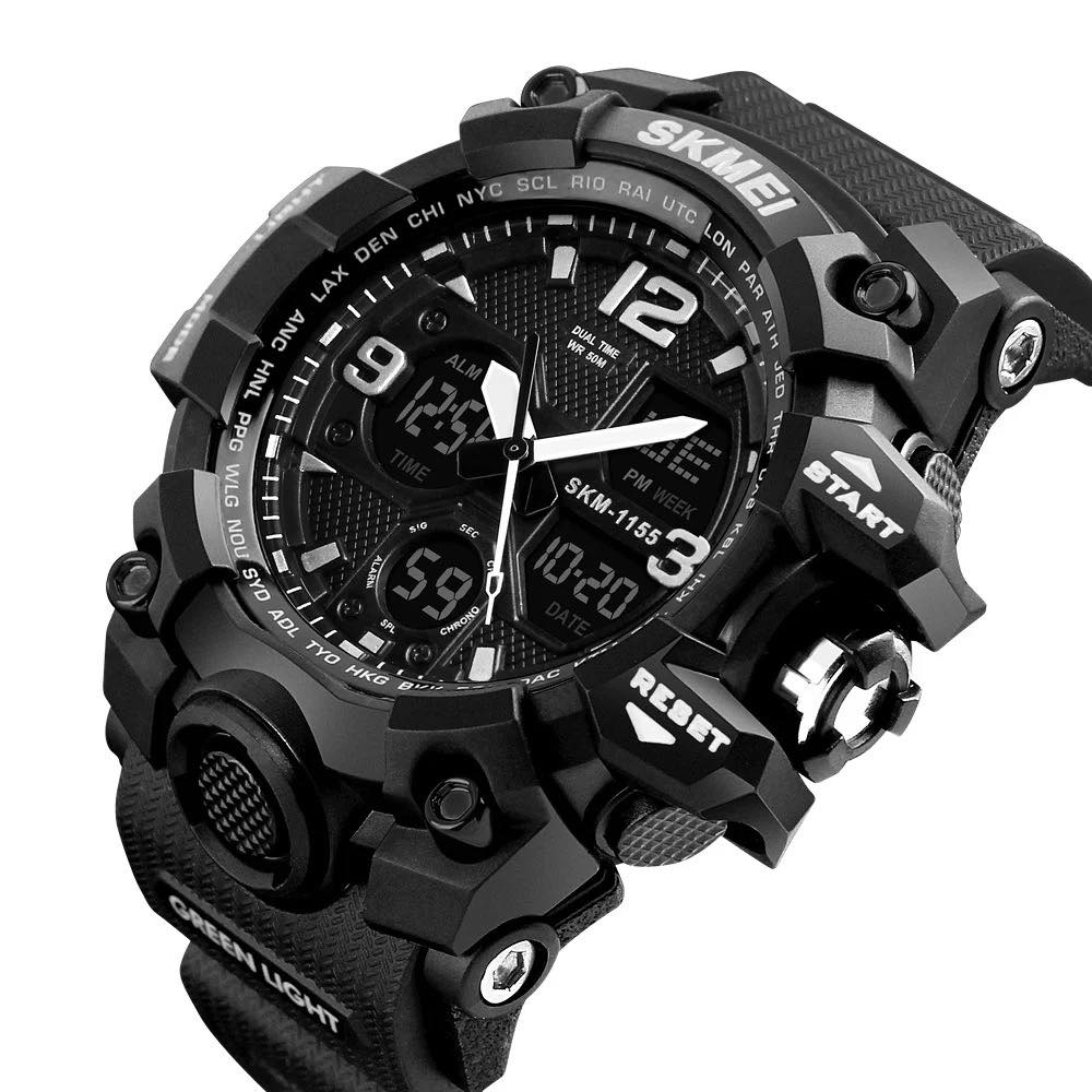 SKMEI 1155B Dual Time Digital Analog Sports Watch - Black