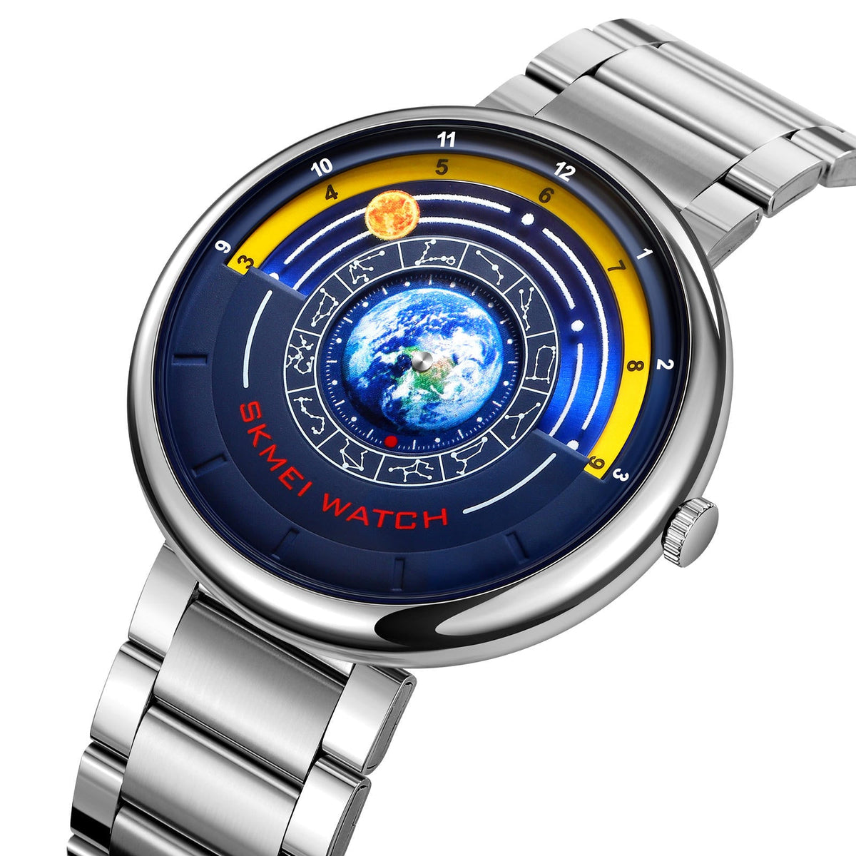 SKMEI 2361 - Earth Orbit Quartz Watch - Silver