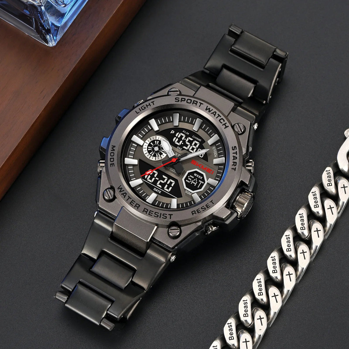 SKMEI 2416 Heavy Duty Dual Display Sport Watch - black